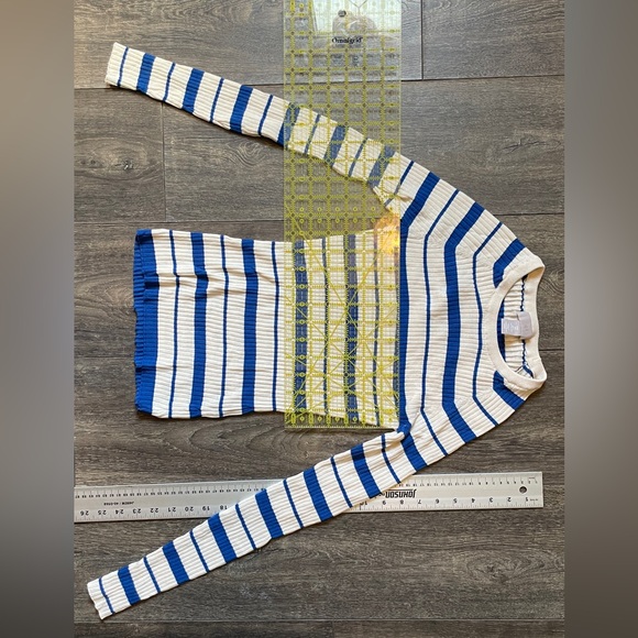 🔴SOLD~S H&M blue & cream white striped ribbed longs sleeve shirt. soft 90’s - Picture 6 of 6